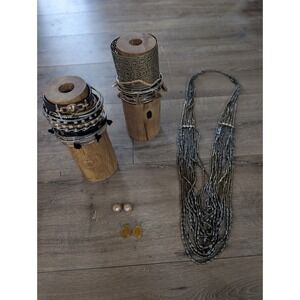 Costume Jewelry Lot 42 Pieces, Bracelets, Bead Necklace, Earrings